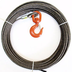 3/8" Winch Cable, Steel Core, Swivel Hook