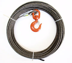 1/2" Winch Cable, Steel Core, Swivel Hook